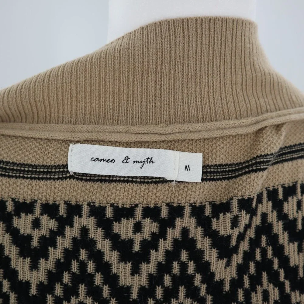Cameo & Myth Waterfall Cardigan Womens M Beige Cottagecore Boho‎ Ethnic Unique